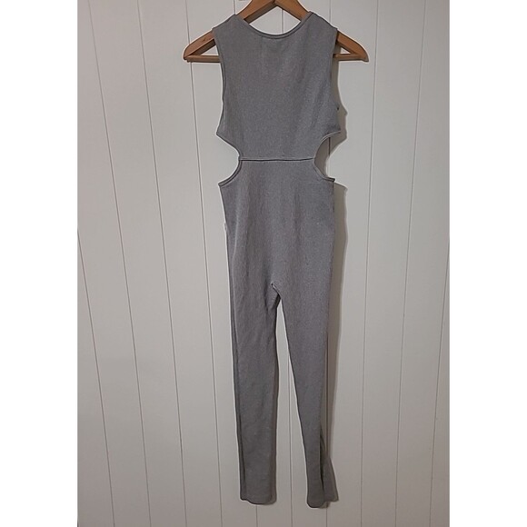 FCT Jumpsuit Womens Size Large Gray One Piece Sleeveless Cut Outs Ribbed Stretch - Picture 6 of 9